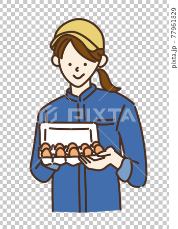 農業女子　畜産女子　養鶏　女性　イラスト 77961829
