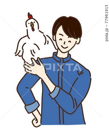 農業女子　畜産女子　養鶏　女性　イラスト 77961915