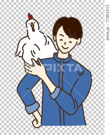 農業女子　畜産女子　養鶏　女性　イラスト 77961915