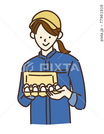 農業女子　畜産女子　養鶏　女性　イラスト 77961916