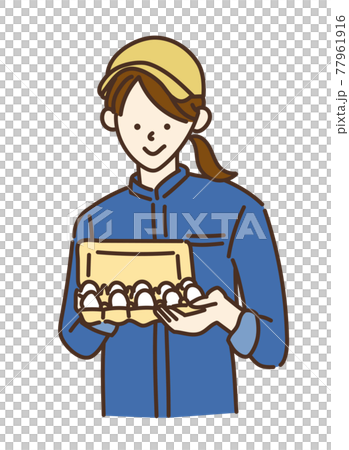 農業女子　畜産女子　養鶏　女性　イラスト 77961916
