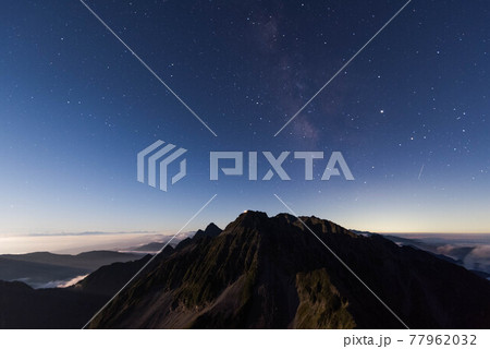 穂高連峰と銀河 穂高連峰と銀河 77962032