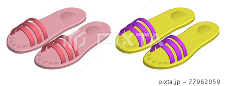 Isometric beach rubber slippers. Beach shoes. 3d vector 77962059