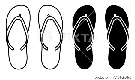 Beach rubber slippers icon. Beach shoes. Simple black and white vector 77962060