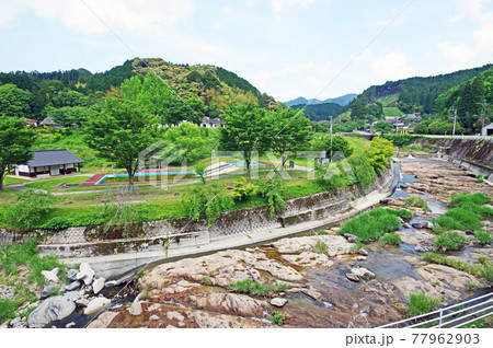 福岡県田川郡添田町山間の今川と津野河川プール 77962903