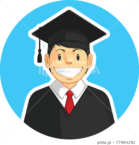 Graduation Mortarboard Trencher Cap Boy School Student College Cartoon 77964282