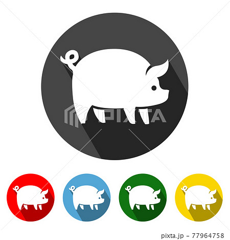 Pig Flat Icon Long Shadow 77964758
