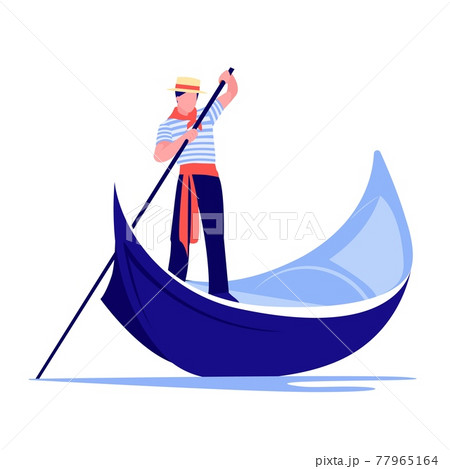 Venice Gondola Italy Old Boat With Gondolier のイラスト素材