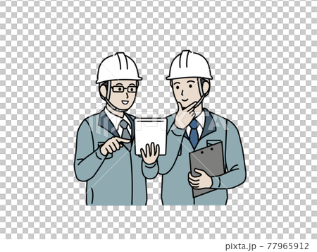 Site director, architect, factory manager, male plan, schedule, illustration material 77965912