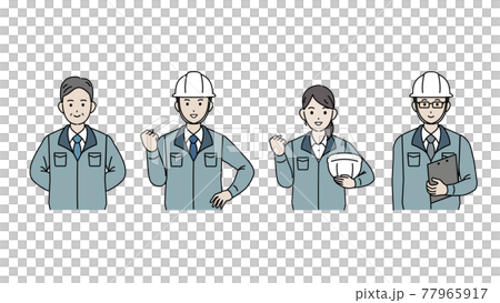 Site director architect manufacturing company men and women teamwork upper body illustration material 77965917