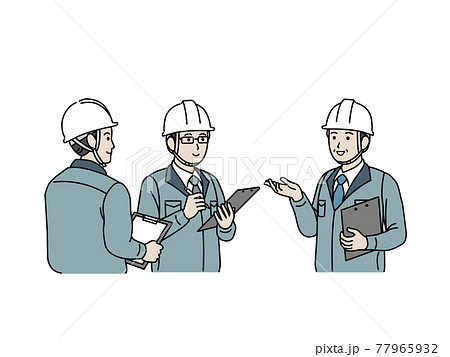 研修　打ち合わせをする　現場監督　建築士　製造業　男性　イラスト素材 77965932