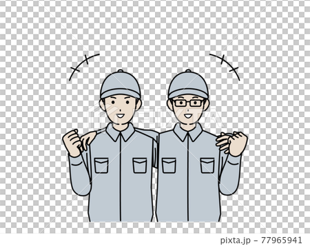 肩交叉承包商,機械師,男性穿著工作服,歡呼插圖素材 肩交叉承包商,機械師,男性穿著工作服,歡呼插圖素材 77965941