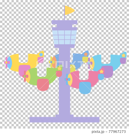 遊園地のかわいい飛行機の乗り物_イラスト_フラット 77967273