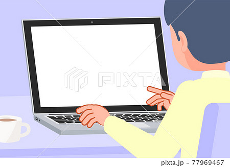 ノートパソコンを操作する人のイラスト素材