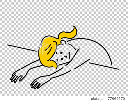 机にうなだれてダウンする女性のイラスト素材 机にうなだれてダウンする女性のイラスト素材 77969670