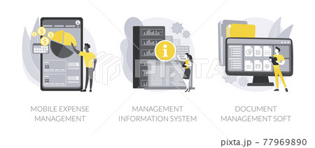 Data sharing and analysis abstract concept vector illustrations. 77969890