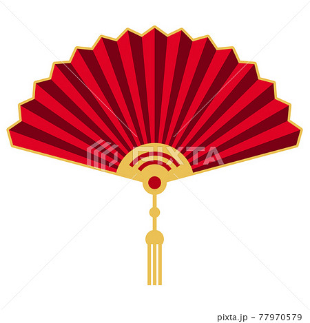 Illustration of red fan. Decorative oriental symbol for design of cards and invitations. 77970579