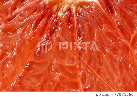 Closeup of delicious grapefruit. Macro photoghraphy with fruit texture. 77971666
