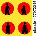 silhouettes of dancing girls on the background of a circular beam of light 77972246