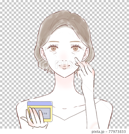 臉上塗凡士林保濕的中年婦女 77973833