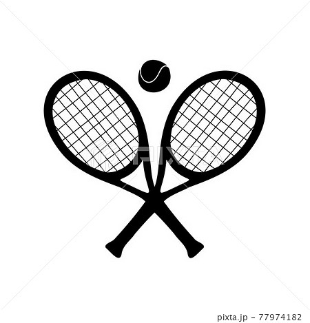 Vector hand drawn tennis crossed racket silhouette 77974182