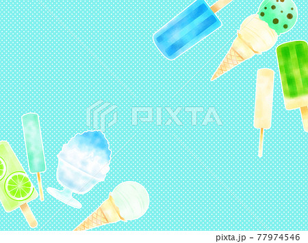 青色のアイスのイラスト背景 77974546