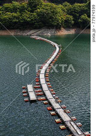 東京都/ 全国でも珍しい浮き橋「麦山の浮き橋・浮橋」（ドラム缶橋） 77974599