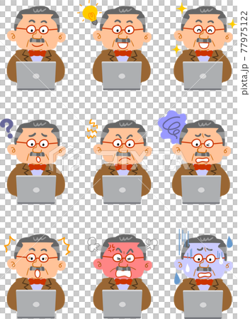 操作筆記本電腦的富豪企業主的九種面部表情 77975122