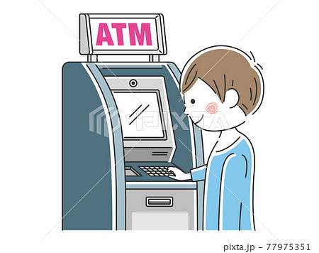 ATMを利用する男性のイラスト 77975351