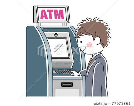 ATMを利用するビジネスマンのイラスト 77975361