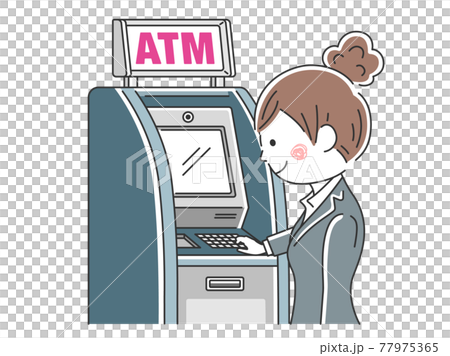 使用 ATM 的女商人的插圖 77975365