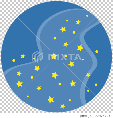 Simple and cute illustration of the Milky Way round frame Simple and cute illustration of the Milky Way round frame 77975703