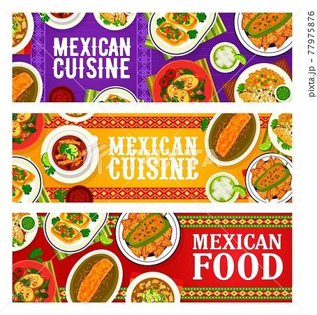 Mexican food banners, cuisine traditional menu 77975876