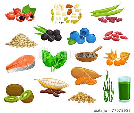 Superfoods products, healthy food seeds and fruits Superfoods products, healthy food seeds and fruits 77975952