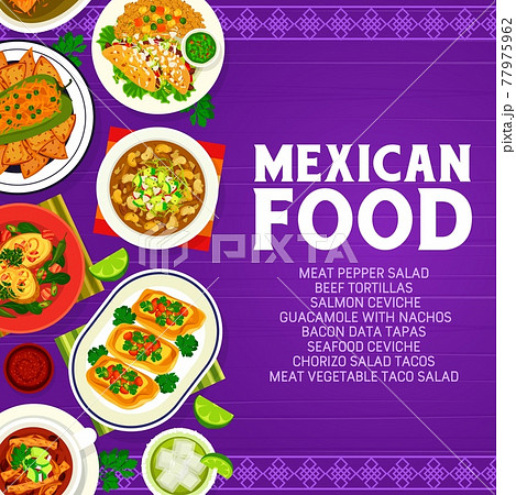 Mexican food, restaurant menu cover, Mexico table 77975962