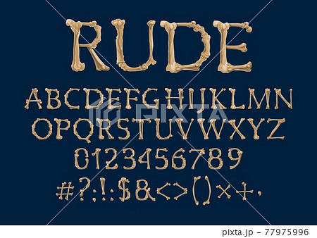 Font with bone letters, creepy type 77975996