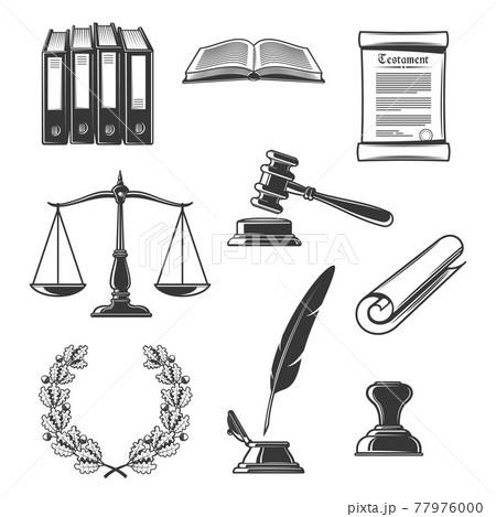 Notary, justice and court authority icons Notary, justice and court authority icons 77976000