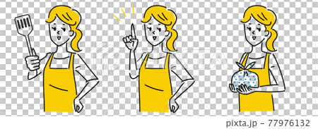 女人的圍裙姿勢插圖素材集 77976132