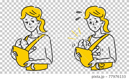 一位母親用擁抱繩擁抱她的插圖素材集 77976133