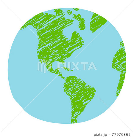 色鉛筆でラフに塗りつぶした手描き風世界地図 地球 ベクターイラスト 平面 のイラスト素材