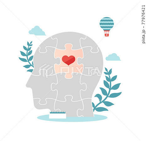 メンタルヘルス 心の病気 メンタルケア コンセプトイラストのイラスト素材