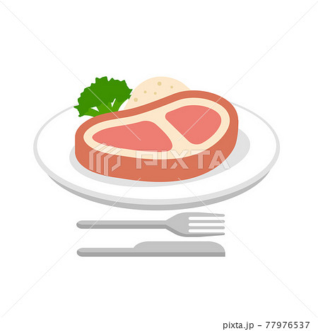 肉 牛肉 豚肉 食事 ステーキ 肉料理 ディナー カラーアイコンイラストのイラスト素材