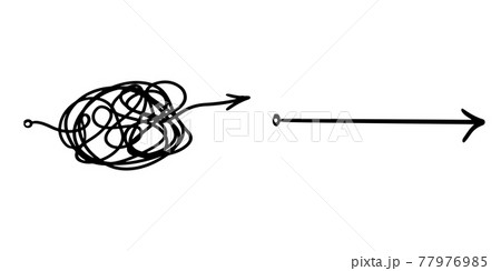 confusion clarity or path vector idea concept. Simplifying the complex. messy line like hard and easy way. Doodle vector illustration . confusion clarity or path vector idea concept. Simplifying the complex. messy line like hard and easy way. Doodle vector illustration . 77976985