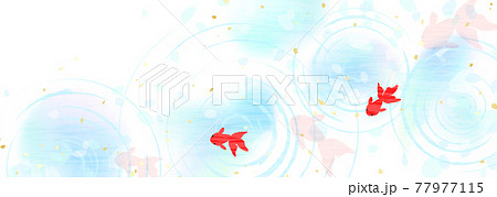 水面の波紋と金魚 涼しげな背景イラスト 水面の波紋と金魚 涼しげな背景イラスト 77977115