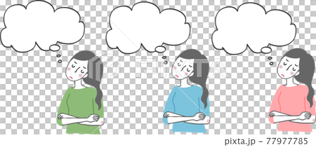 腕を組んで考えている女性。 腕を組んで考えている女性。 77977785