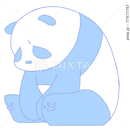しょんぼりするパンダ 青色 のイラスト素材