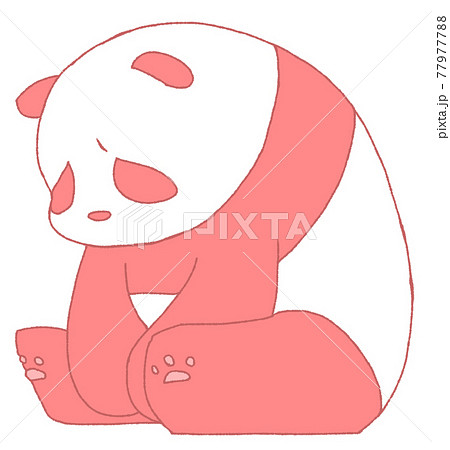 しょんぼりするパンダ（赤色） 77977788