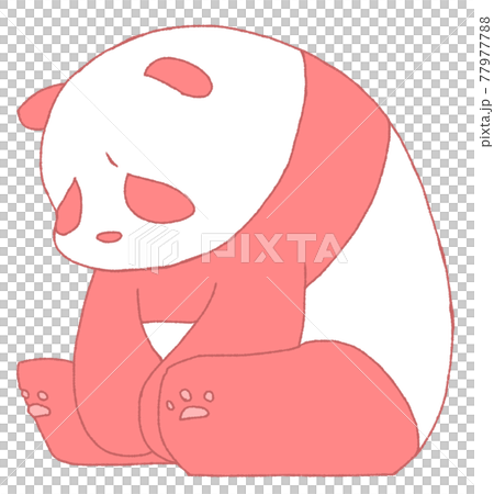 しょんぼりするパンダ（赤色） 77977788