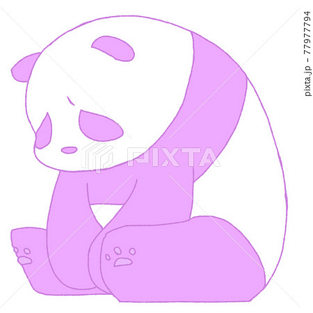 しょんぼりするパンダ 紫色 のイラスト素材