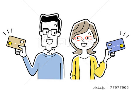 ベクターイラスト素材：クレジットカードを持つ男性と女性 77977906
